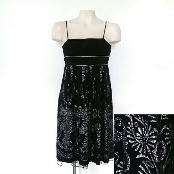 City Triangles Silver Glitter Fit and Flare Dress Y2K  Whimsigoth Vintage Petite - Picture 1 of 9